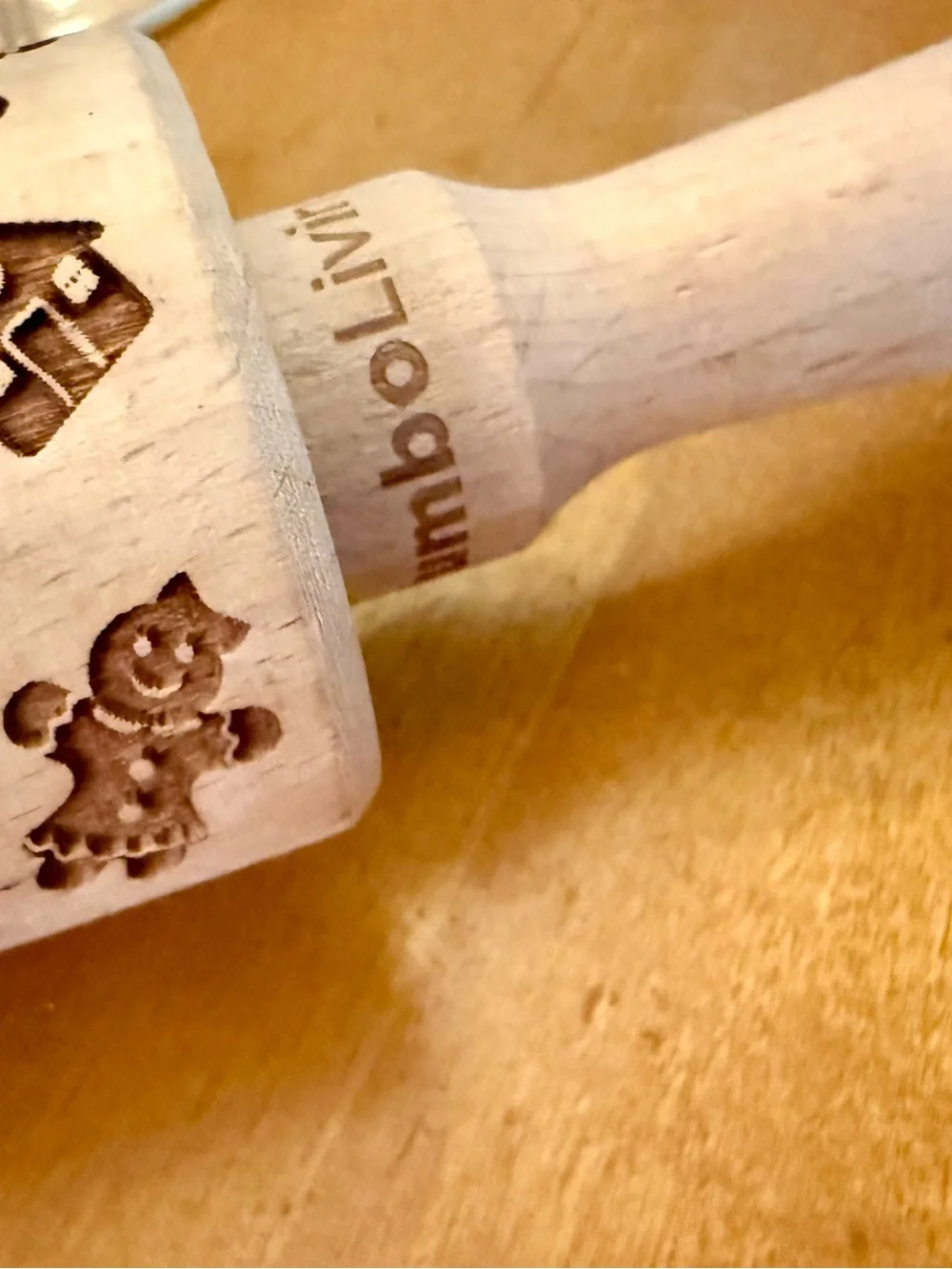 Embossed Gingerbread Pattern Rolling Pin